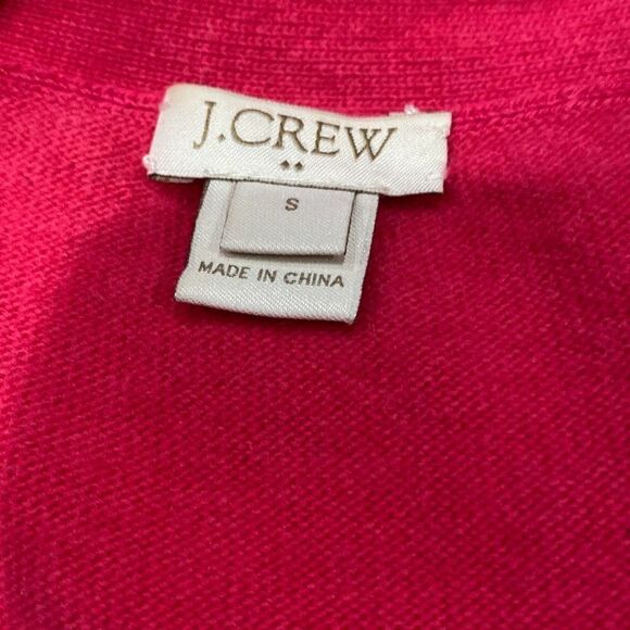 Fuschia pink V neck button down wool blend cardigan J. Crew - Picture 6 of 8